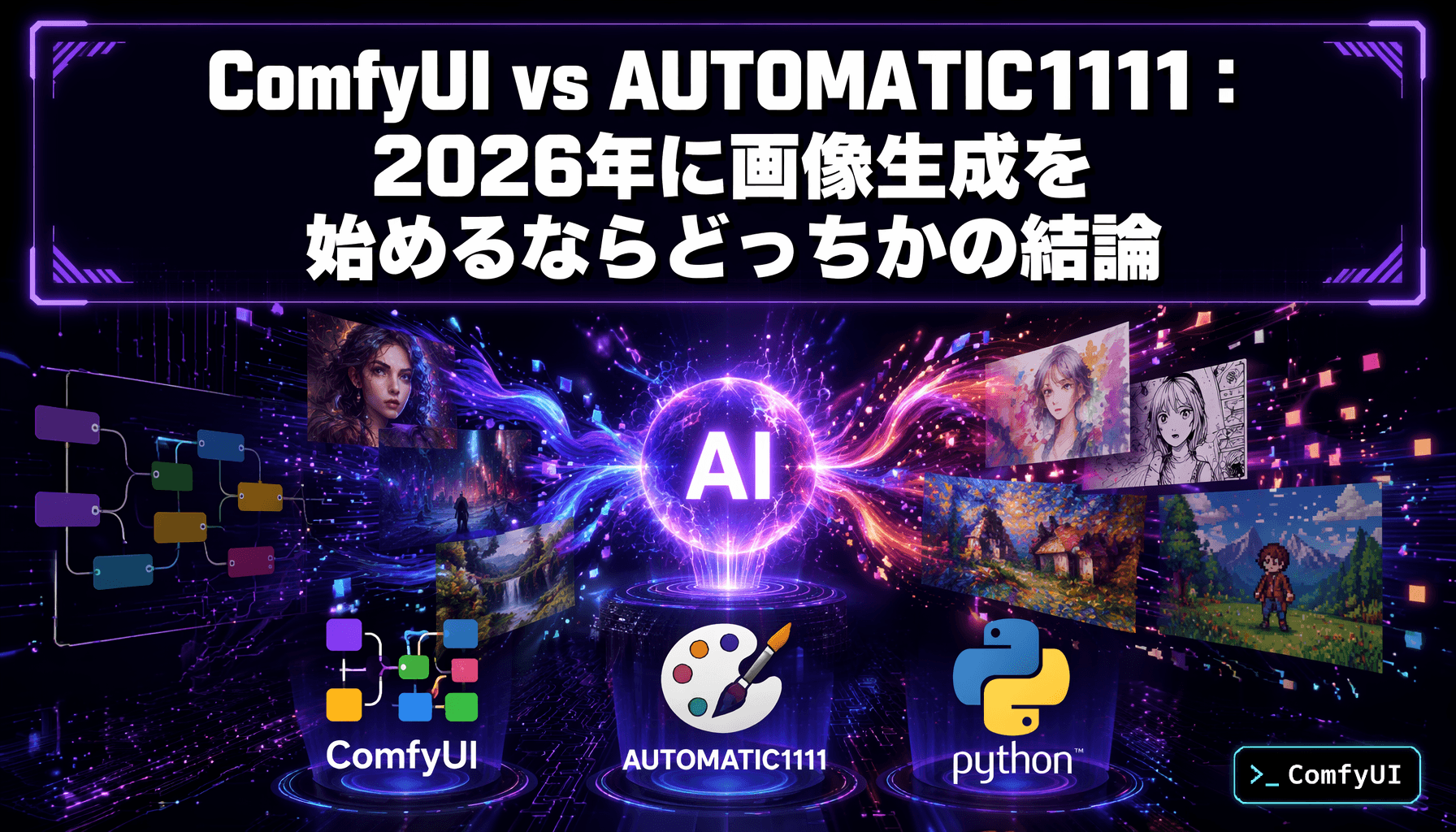 ComfyUI vs AUTOMATIC1111：2026年に画像生成を始めるならどっちかの結論