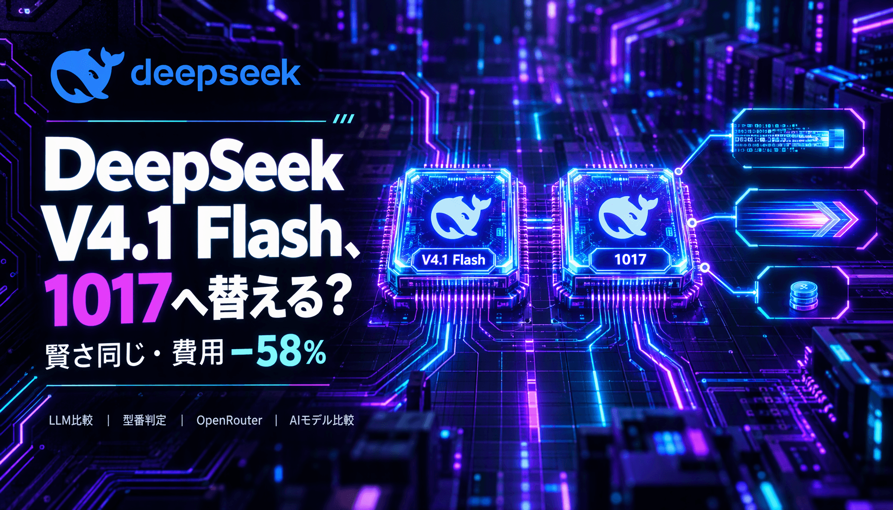 DeepSeek V4.1 Flash、1017へ替える？賢さ同じ・費用−58%