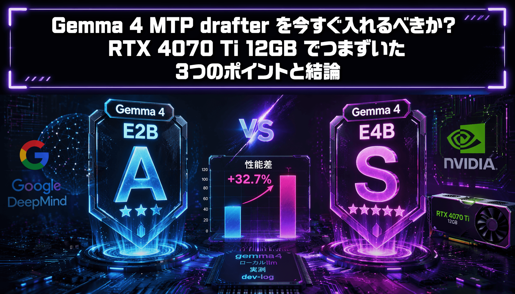 Gemma 4 MTP drafter を今すぐ入れるべきか？ RTX 4070 Ti 12GB でつまずいた3つのポイントと結論