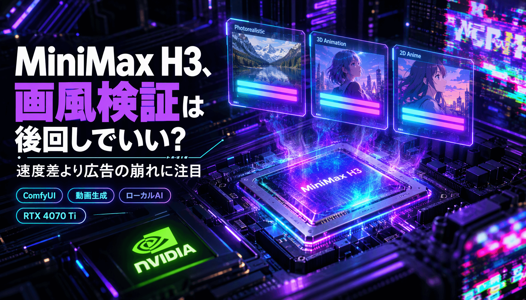 MiniMax H3、画風検証は後回しでいい？速度差より広告の崩れに注目