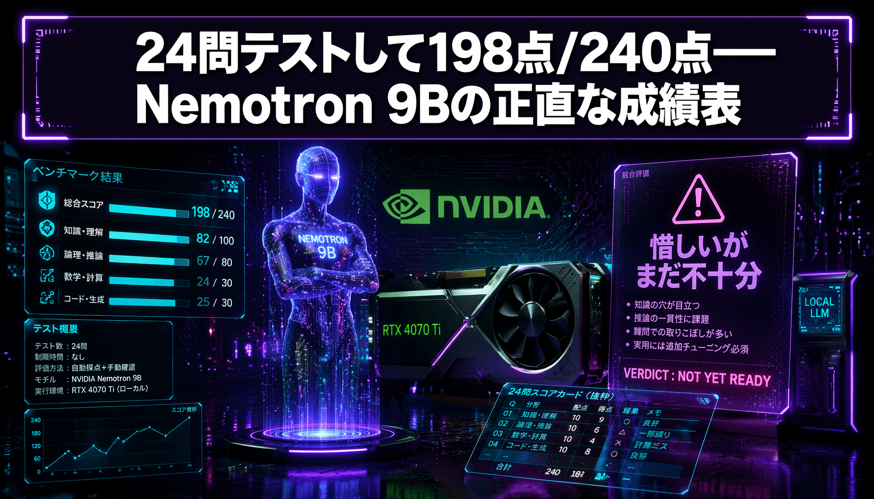 24問テストして198点/240点——Nemotron 9Bの正直な成績表