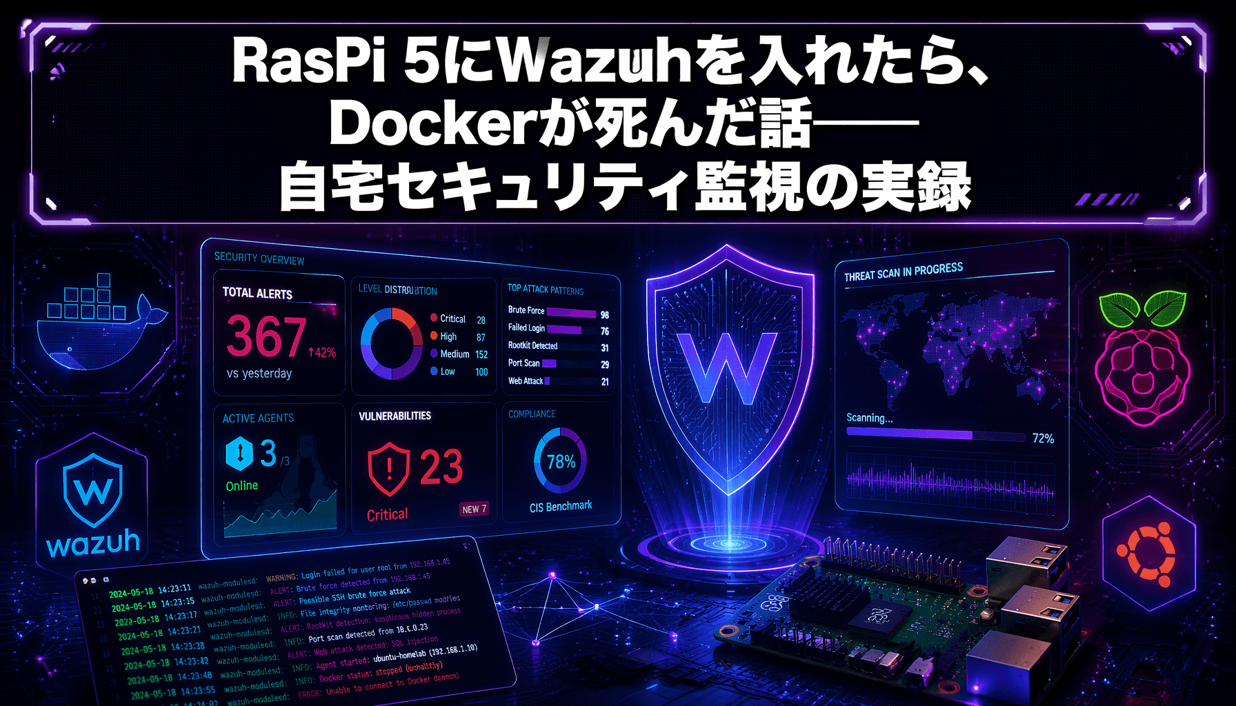 RasPi 5にWazuhを入れたら、Dockerが死んだ話——自宅セキュリティ監視の実録