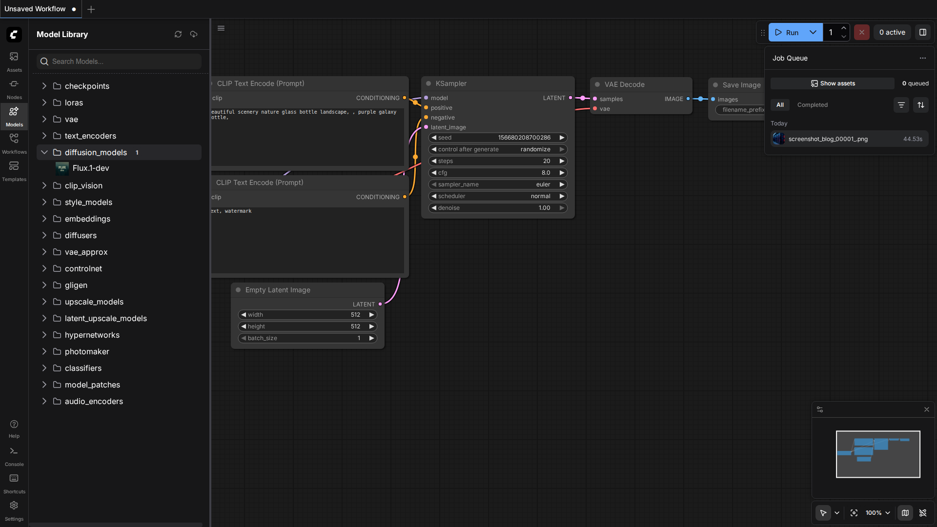 ComfyUI Model Library パネル